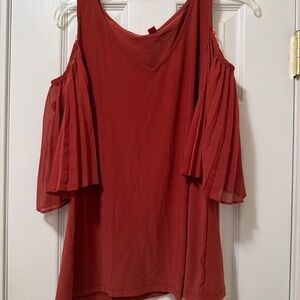 Vince Camuto Rust Cold Shoulder Top